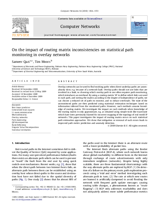 (PDF) On the impact of routing matrix inconsistencies on statistical ...