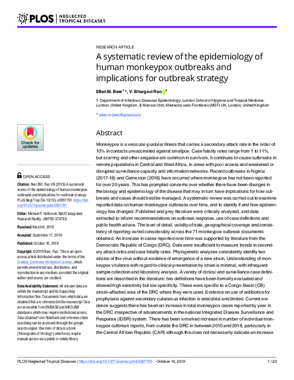 (PDF) A systematic review of the epidemiology of human monkeypox ...