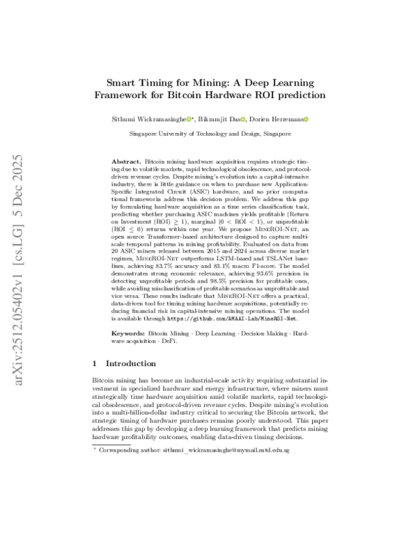 (PDF) Smart Timing for Mining: A Deep Learning Framework for Bitcoin ...