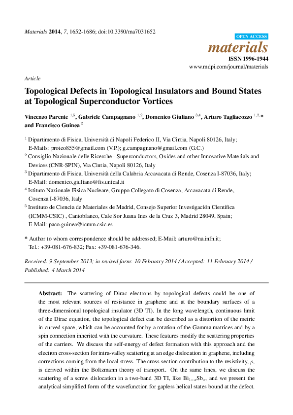 (PDF) Topological Defects in Topological Insulators and Bound States at ...