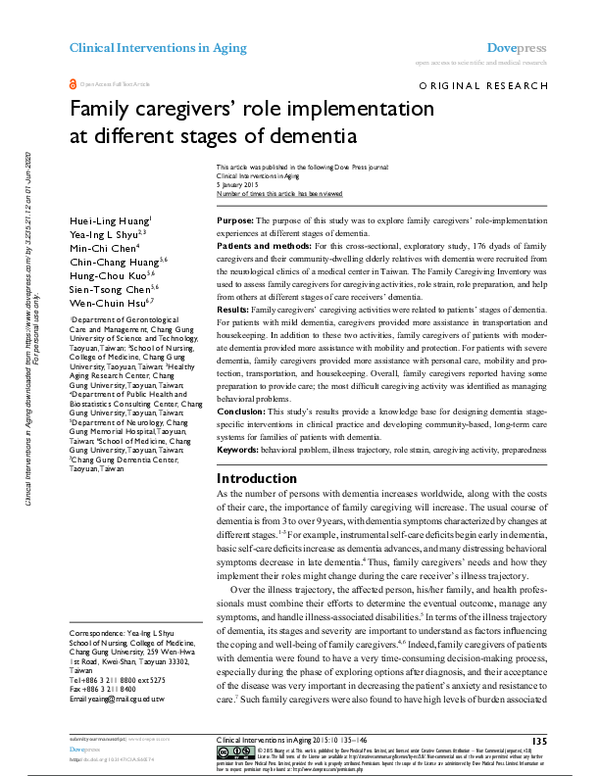 (PDF) Family caregivers’ role implementation at different stages of ...