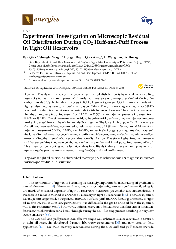 (PDF) Experimental Investigation on Microscopic Residual Oil ...