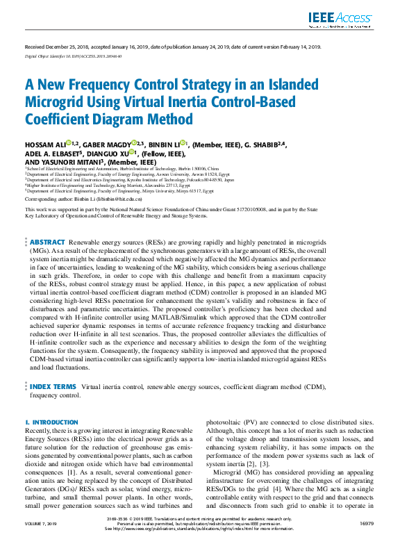 (PDF) A New Frequency Control Strategy in an Islanded Microgrid Using ...