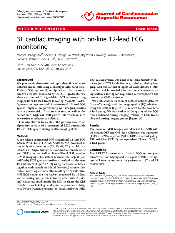 (PDF) 3T cardiac imaging with on-line 12-lead ECG monitoring
