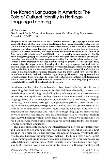 (PDF) The Korean Language in America: The Role of Cultural Identity in ...