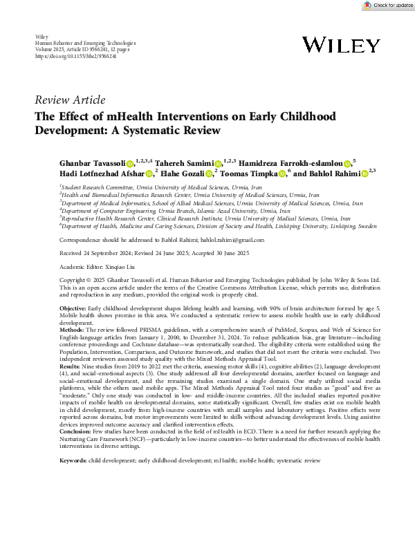 (PDF) The Effect of mHealth Interventions on Early Childhood ...