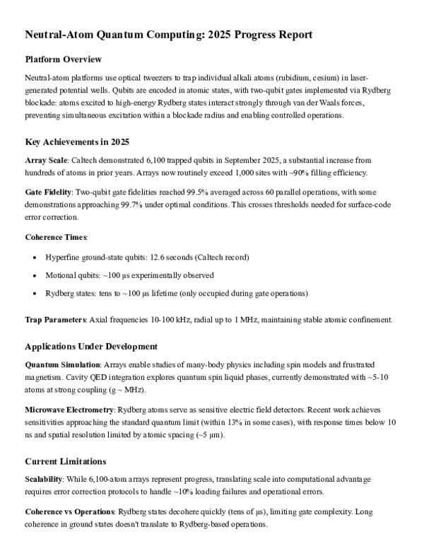 (PDF) Neutral-Atom Quantum Computing: 2025 Progress Report