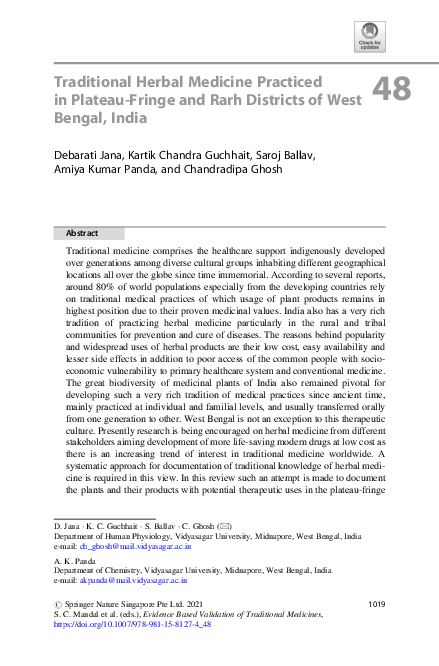 (PDF) Traditional Herbal Medicine Practiced in Plateau-Fringe and Rarh ...