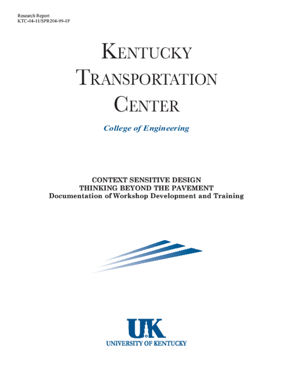 (PDF) CONTEXT SENSITIVE DESIGN - THINKING BEYOND THE PAVEMENT ...