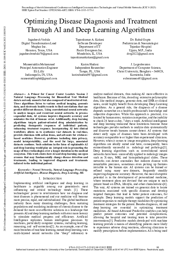 (PDF) Optimizing Disease Diagnosis and Treatment Through AI and Deep ...