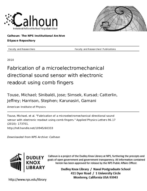 (PDF) Fabrication of a microelectromechanical directional sound sensor ...