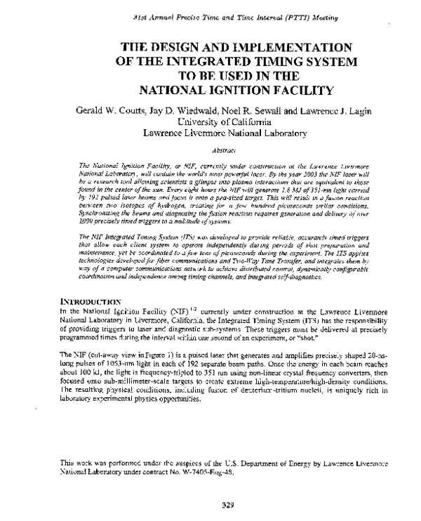 (PDF) The Design and Implementation of the Integrated Timing System to ...