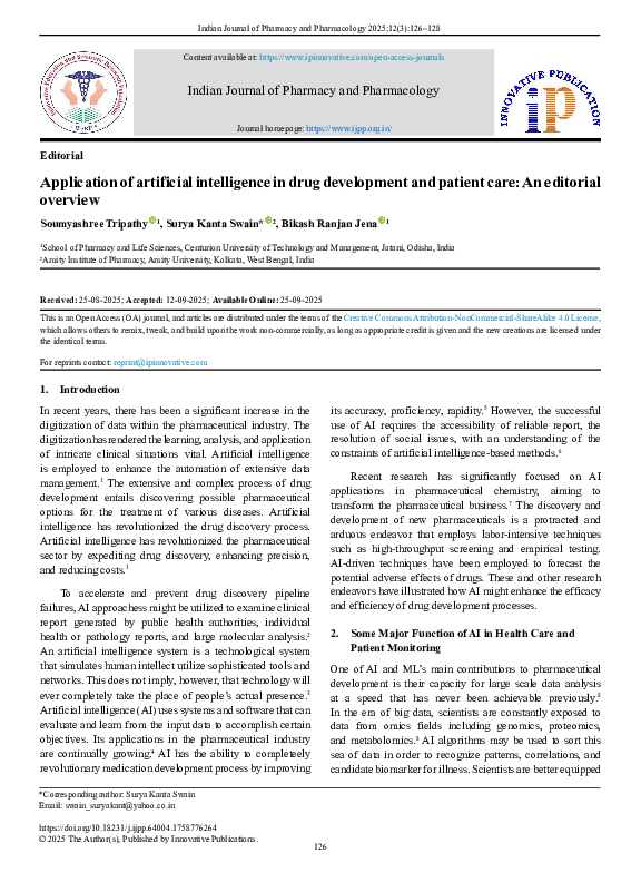 (PDF) Application of artificial intelligence in drug development and ...