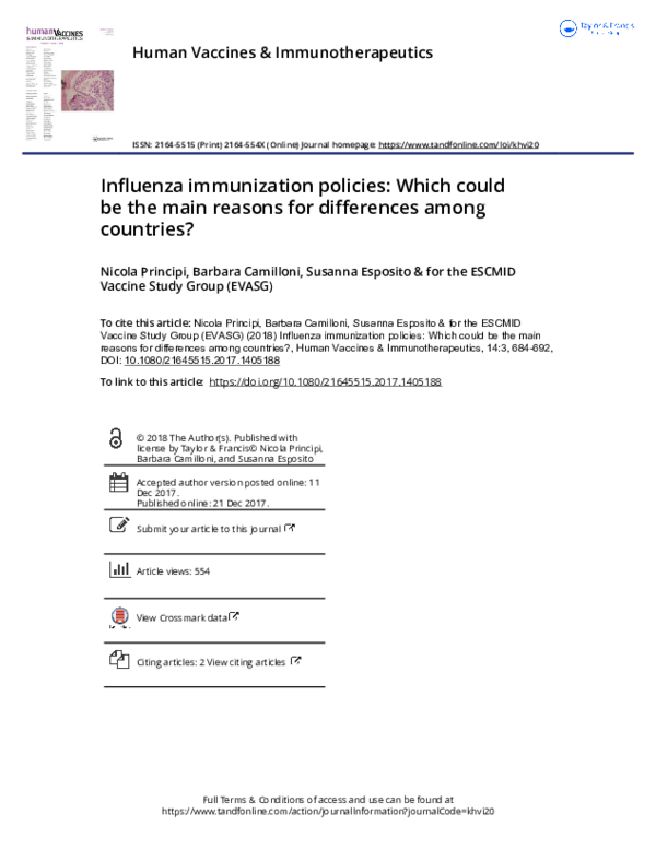 (PDF) Influenza immunization policies: Which could be the main reasons ...