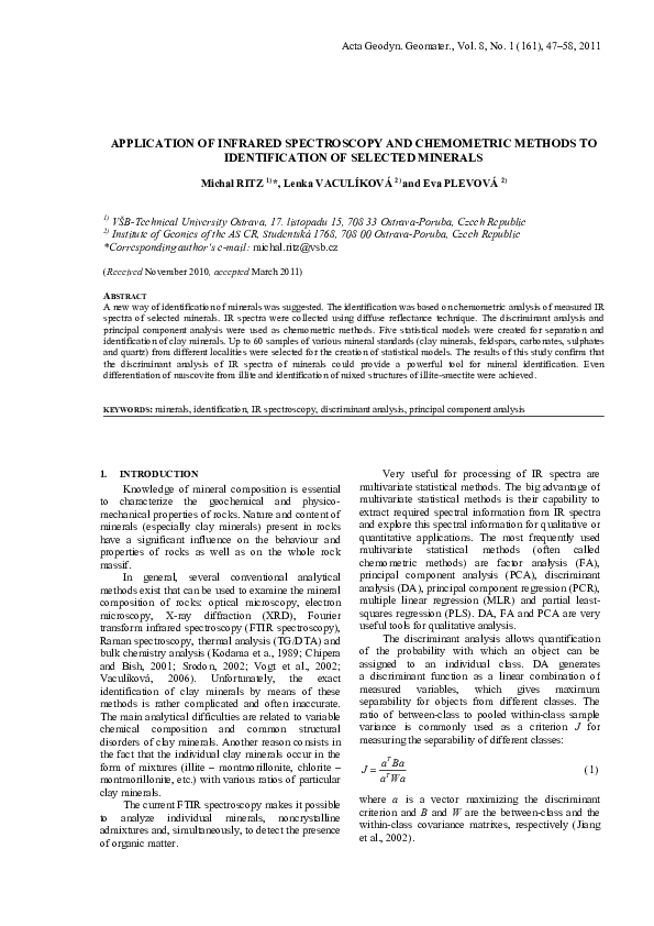 (PDF) Application of Infrared Spectroscopy and Chemometric Methods to ...
