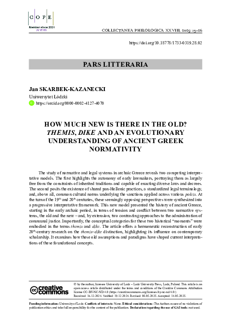 (PDF) How much New is there in the Old? Themis, Dike and an ...