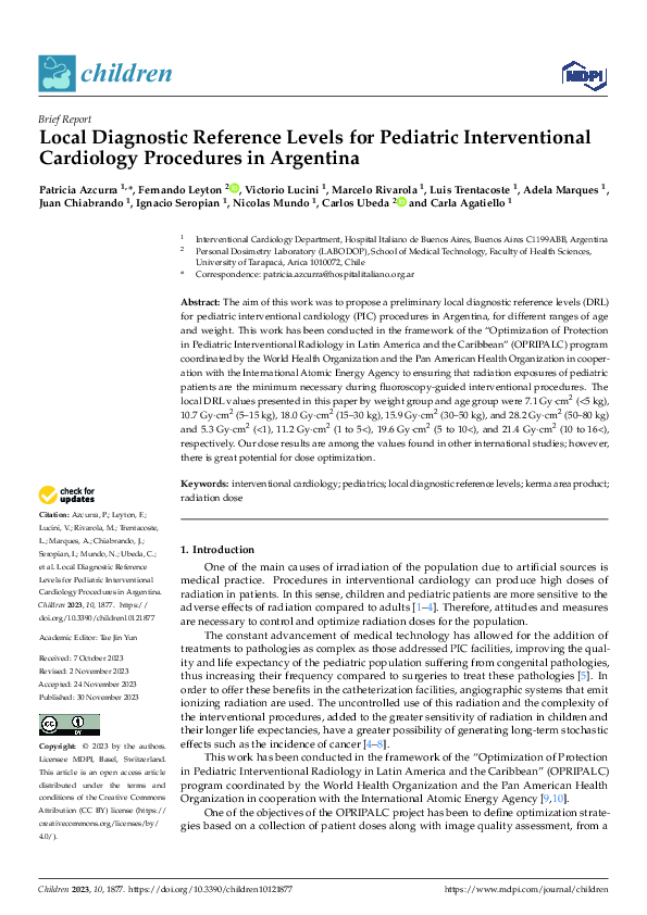 (PDF) Local Diagnostic Reference Levels for Pediatric Interventional ...