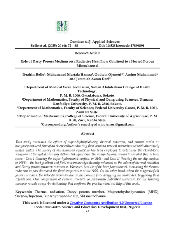 (PDF) Role of Darcy Porous Medium on a Radiative Heat Flow Confined to ...