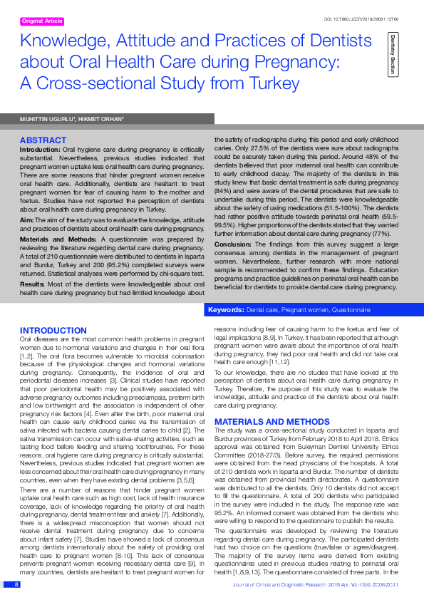 (PDF) Knowledge, Attitude and Practices of Dentists about Oral Health ...