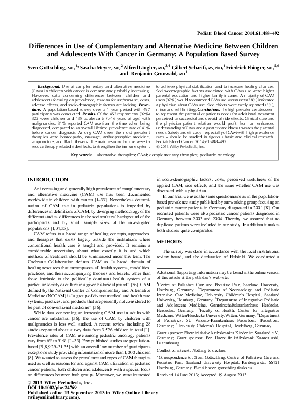 (PDF) Differences in use of complementary and alternative medicine ...