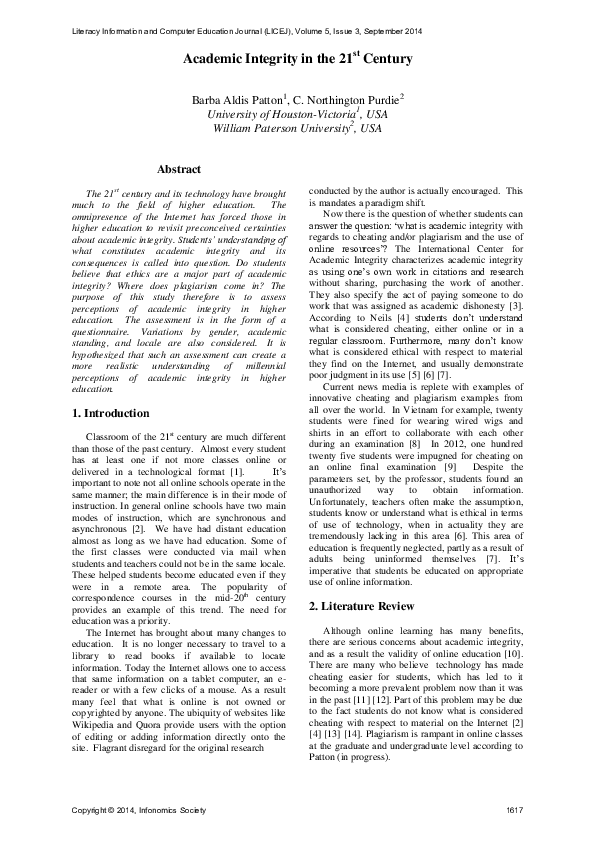 (PDF) Academic Integrity in the 21st Century