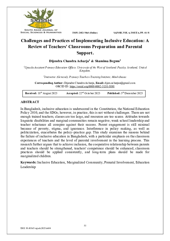 (PDF) Challenges and Practices of Implementing Inclusive Education: A ...
