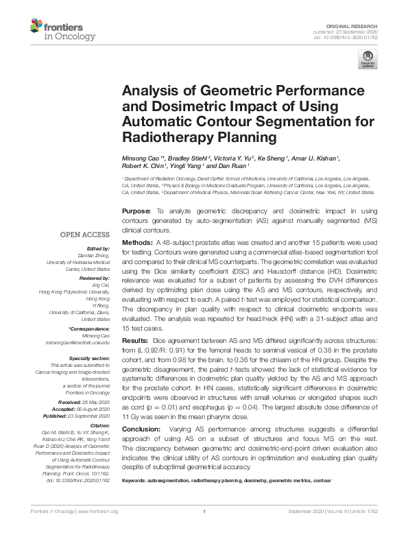 (PDF) Analysis of Geometric Performance and Dosimetric Impact of Using ...