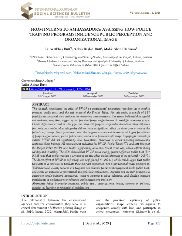 (PDF) FROM INTERNS TO AMBASSADORS: ASSESSING HOW POLICE TRAINING ...