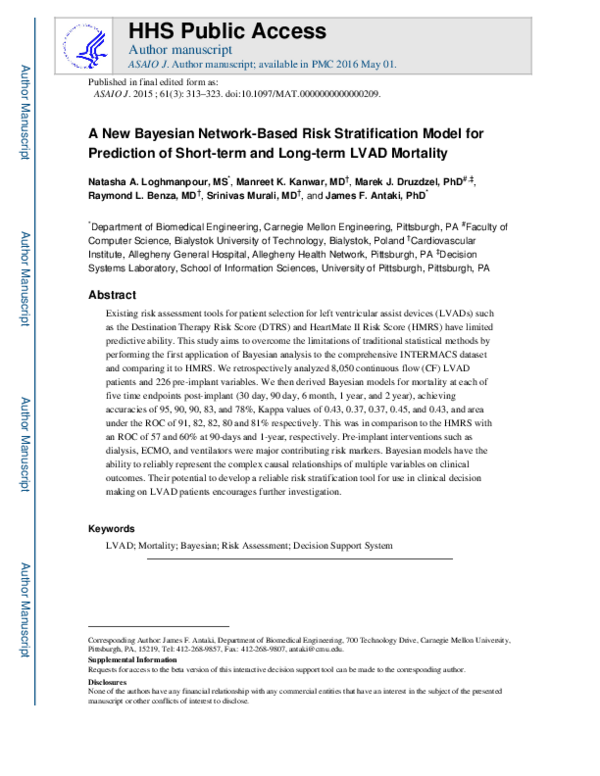 (PDF) A New Bayesian Network-Based Risk Stratification Model for ...