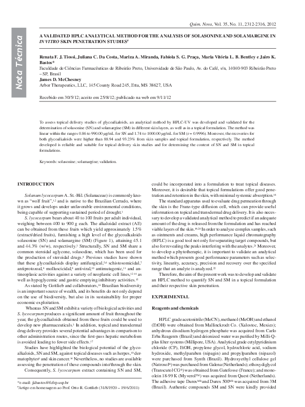 (PDF) A validated HPLC analytical method for the analysis of solasonine ...