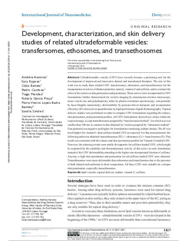 (PDF) Development, characterization, and skin delivery studies of ...