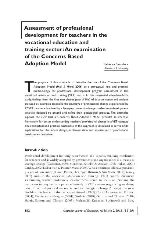 (PDF) Assessment of Professional Development for Teachers in the ...