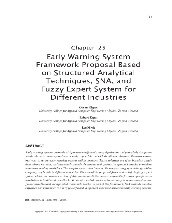 (PDF) Early Warning System Framework Proposal Based on Structured ...