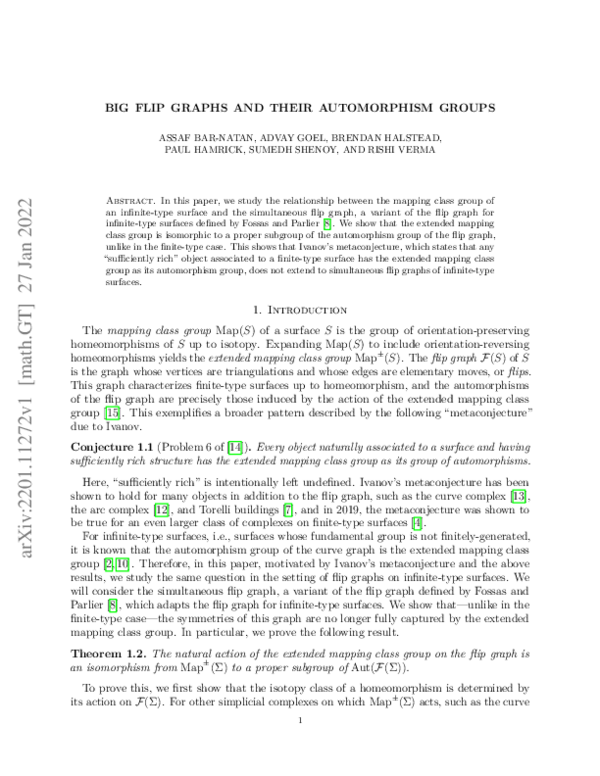 (PDF) Big Flip Graphs and Their Automorphism Groups