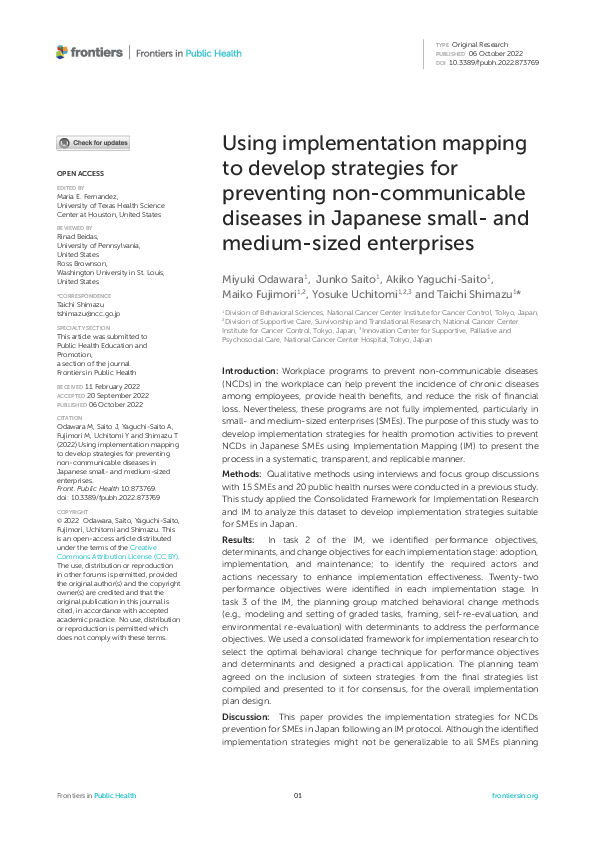 (PDF) Using implementation mapping to develop strategies for preventing ...