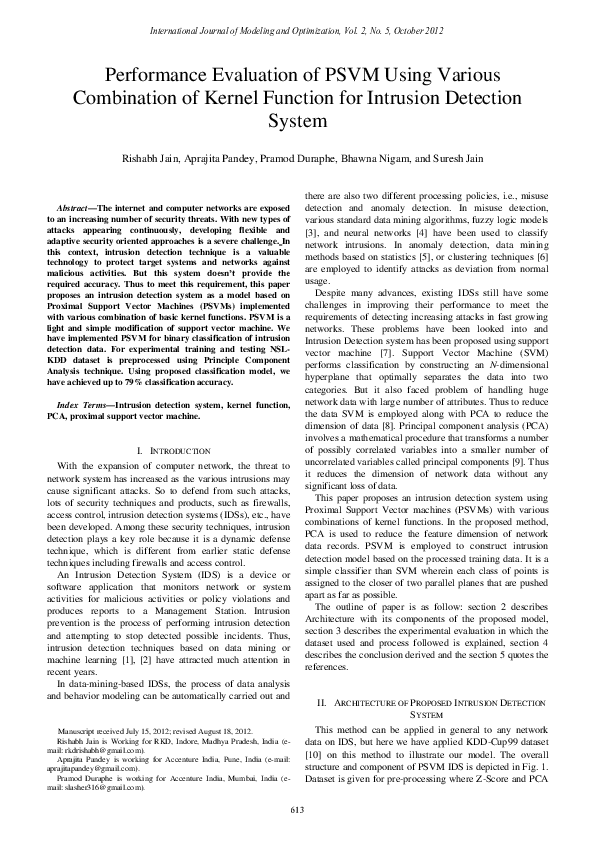 (PDF) Performance Evaluation of PSVM Using Various Combination of ...