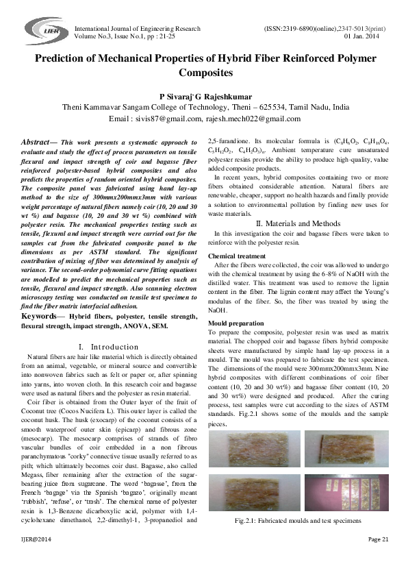 (PDF) Prediction of Mechanical Properties of Hybrid Fiber Reinforced ...