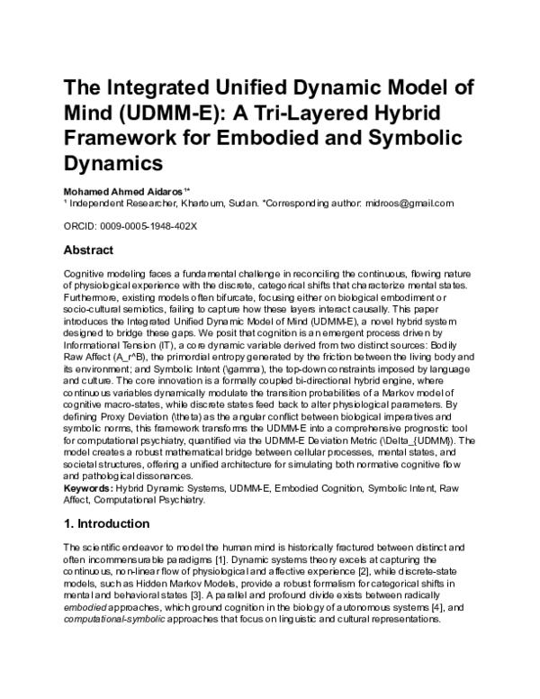 (PDF) The Integrated Unified Dynamic Model of Mind (UDMM-E): A Tri ...