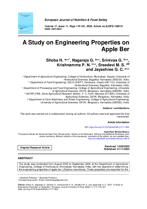 (PDF) A Study on Engineering Properties on Apple Ber