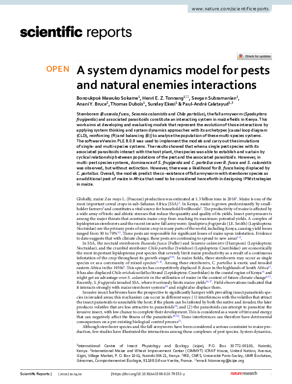 (PDF) A system dynamics model for pests and natural enemies interactions