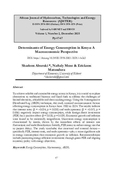 (PDF) Determinants of Energy Consumption in Kenya: A Macroeconomic ...