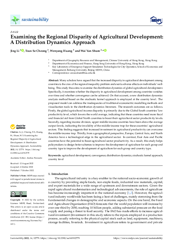 (PDF) Examining the Regional Disparity of Agricultural Development: A ...