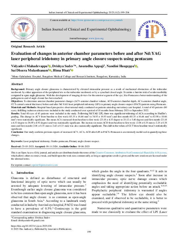 (PDF) Evaluation of changes in anterior chamber parameters before and ...