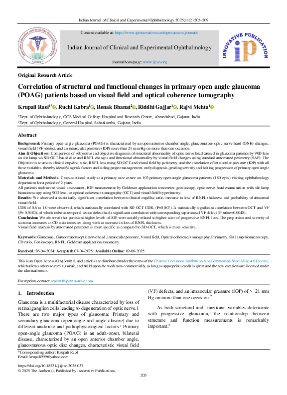 (PDF) Correlation of structural and functional changes in primary open ...