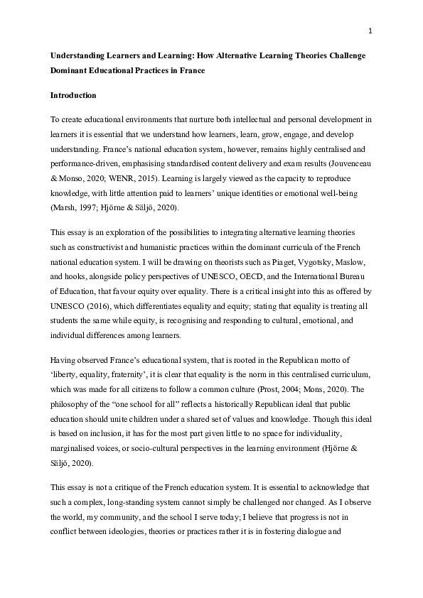 (PDF) Understanding Learners and Learning: How Alternative Learning ...