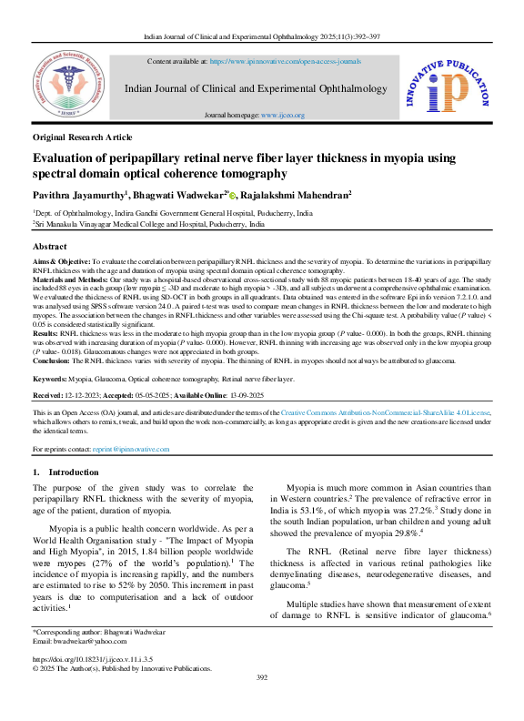 (PDF) Evaluation of peripapillary retinal nerve fiber layer thickness ...