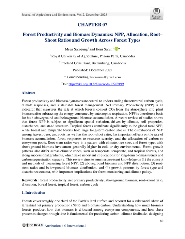 (PDF) Forest Productivity and Biomass Dynamics: NPP, Allocation, Root ...