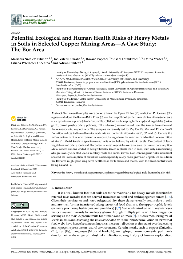 (PDF) Potential Ecological and Human Health Risks of Heavy Metals in ...