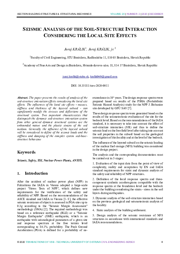 (PDF) Seismic Analysis of the Soil-Structure Interaction Considering ...