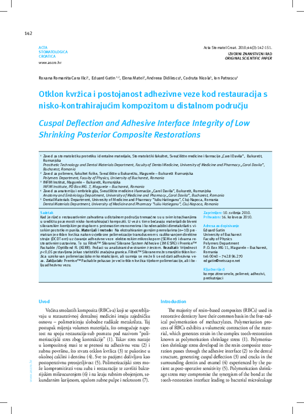 (PDF) Cuspal Deflection and Adhesive Interface Integrity of Low ...